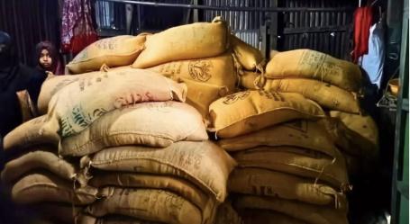 ​According to locals, government rice had been hoarded in Jamaat leader's house for a long time to be sold later at higher prices. Photo: Star
